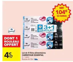 Carrefour CARREFOUR ESSENTIAL Lot de 4 films alimentaires offre