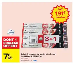 Carrefour CARREFOUR ESSENTIAL Lot de 4 rouleaux de papier aluminium offre