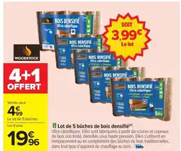 Carrefour Lot de 5 bûches de bois densifié offre