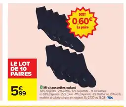 Carrefour Mi-chaussettes enfant offre