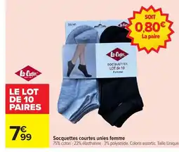 Carrefour Socquettes courtes unies femme offre