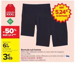 Carrefour Bermuda nuit homme offre