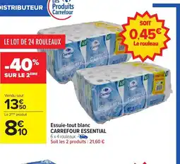 Carrefour CARREFOUR ESSENTIAL Essuie-tout blanc offre