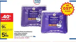 Carrefour CARREFOUR SOFT Culottes Pants Incontinence pour fuites urinaires offre