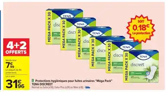 Carrefour TENA DISCREET Protections hygiéniques pour fuites urinaires Méga Pack offre