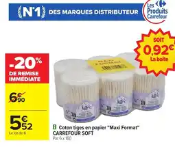 Carrefour CARREFOUR SOFT Coton tiges en papier Maxi Format offre