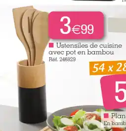 Kandy Ustensiles de cuisine avec pot en bambou offre