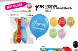 Kandy 6 Ballons metallises joyeux anniversaire offre