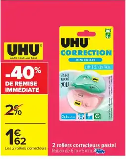 Carrefour Market UHU 2 Rollers correcteurs pastel offre