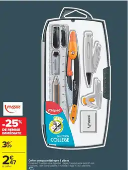Carrefour Market MAPED Coffret compas métal open 9 pièces offre