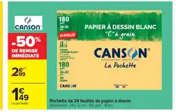 Carrefour Market CANSON Pochette de 24 feuilles de papier à dessin offre