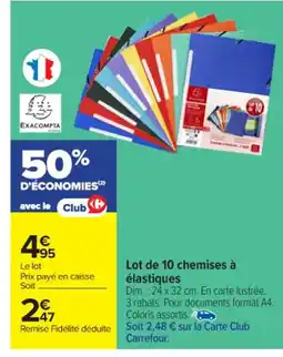 Carrefour Market Lot de 10 chemises à élastiques offre