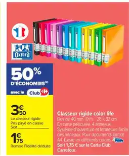 Carrefour Market OXFORD Classeur rigide color life offre