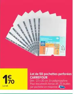 Carrefour Market CARREFOUR Lot de 50 pochettes perforées offre