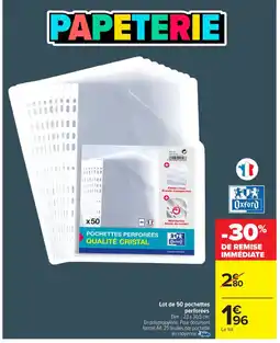 Carrefour Market OXFORD Lot de 50 pochettes perforées offre