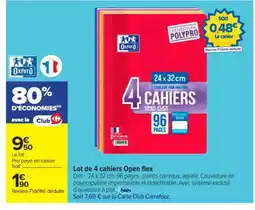 Carrefour Market OXFORD Lot de 4 cahiers Open flex offre