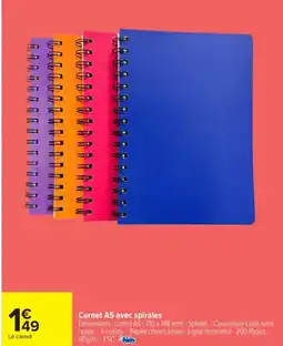 Carrefour Market Carnet A5 avec spirales offre