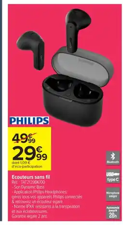Carrefour Market PHILIPS Ecouteurs sans fil offre
