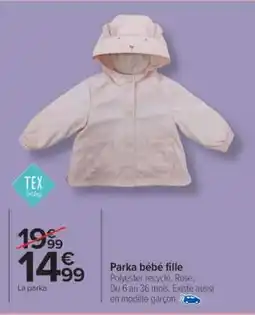 Carrefour Market Parka bébé fille offre