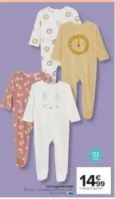 Carrefour Market Lot 2 pyjamas bébé offre