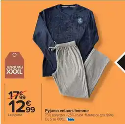 Carrefour Market Pyjama velours homme offre
