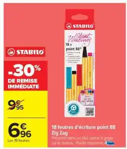 Carrefour Market 18 feutres d'écriture point 88 Zig Zag offre