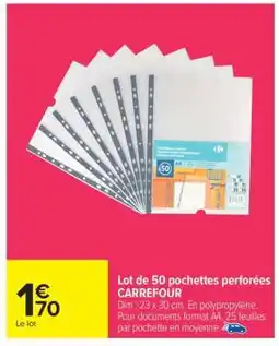 Carrefour Market Lot de 50 pochettes perforées CARREFOUR offre