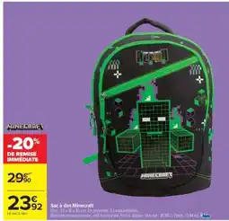 Carrefour Market Sac à dos Minecraft offre