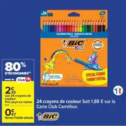 Carrefour BIC Kids 24 crayons de couleur offre