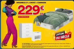 BUT Ensemble lit + chevet + commode offre