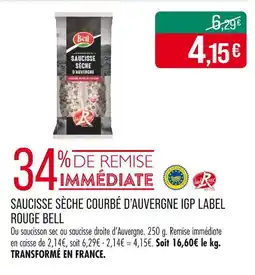 Match BELL Saucisse sèche courbé d’Auvergne IGP Label Rouge offre