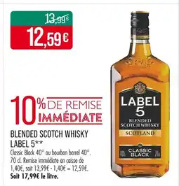 Match LABEL 5 Blended scotch whisky offre