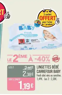 Match Carrefour Baby Lingettes bébé offre