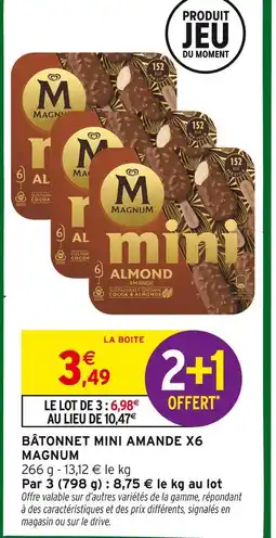 Intermarché Magnum Bâtonnet mini amande x6 offre