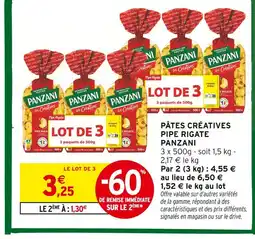 Intermarché Panzani Lot de 3 Pipe Rigate offre