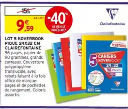 Intermarché CLAIREFONTAINE Lot 5 Koverbook pique 24x32 cm offre