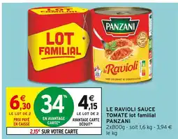 Intermarché Panzani Le ravioli sauce tomate lot familial offre