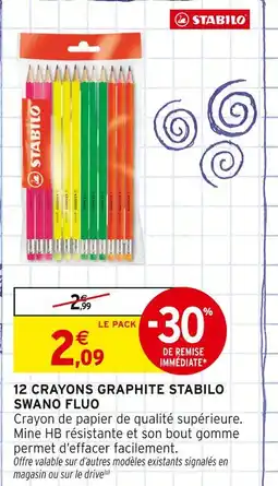Intermarché STABILO 12 crayons graphite swano fluo offre