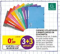 Intermarché EXACOMPTA Chemise à élastiques 3 rabats 24x32 cm offre