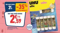 Bureau Vallée UHU 6 bâtons de colle offre