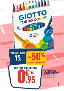 Bureau Vallée GIOTTO 12 feutres Turbo Color offre