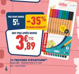 Bureau Vallée STABILO 10 feutres d'écriture offre