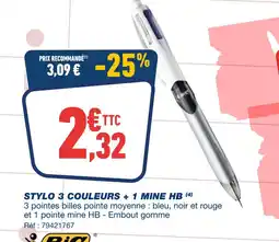 Bureau Vallée BIC Stylo 3 couleurs + 1 mine HB offre