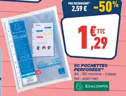 Bureau Vallée EXACOMPTA 50 pochettes perforées offre