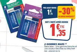 Bureau Vallée STAEDTLER 2 gommes mars offre