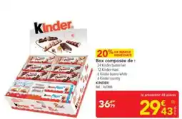 METRO KINDER Box composée de : -24 Kinder bueno lait -12 Kinder maxi -6 Kinder bueno white -6 Kinder country offre
