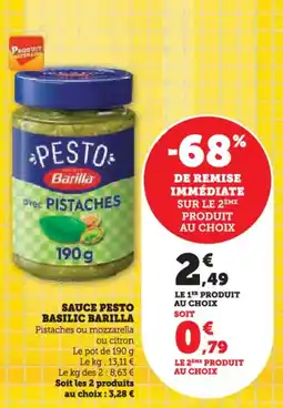 Super U Sauce pesto basilic barilla offre