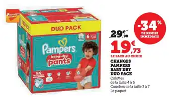 Super U Changes pampers baby dry duo pack offre