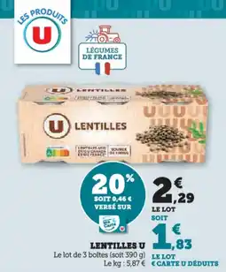 Super U Lentilles u offre