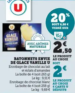 Super U Batonnets envie de glace vanille u offre